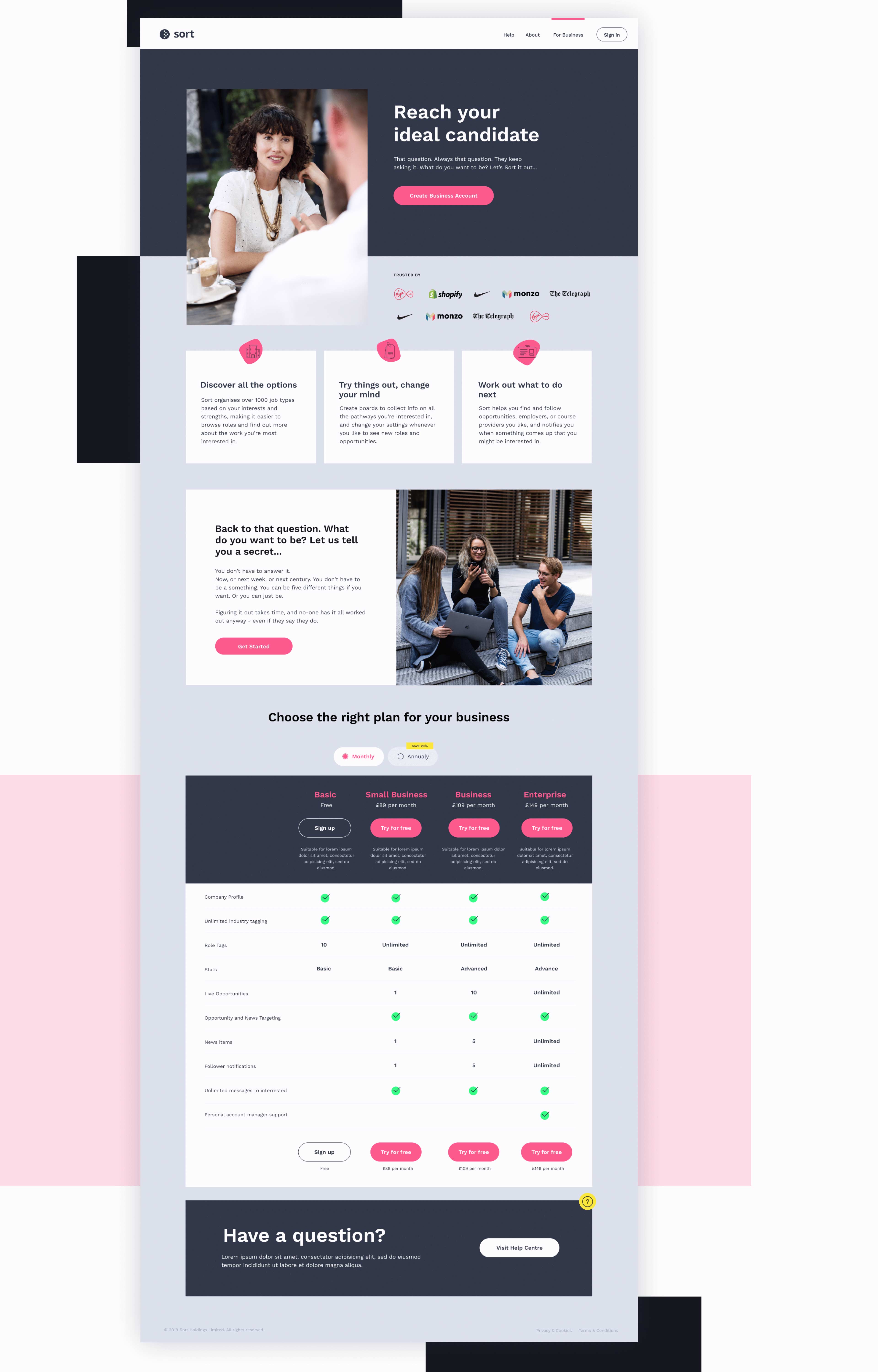 pricing page design